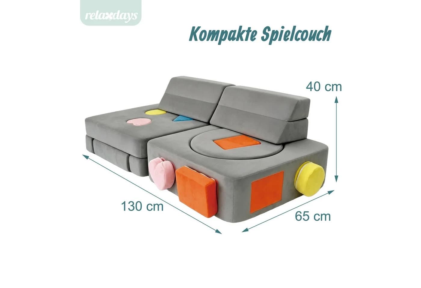 relaxdays Kinder-Spielsofa 18-tlg. Modular Anthrazit - Bild 4