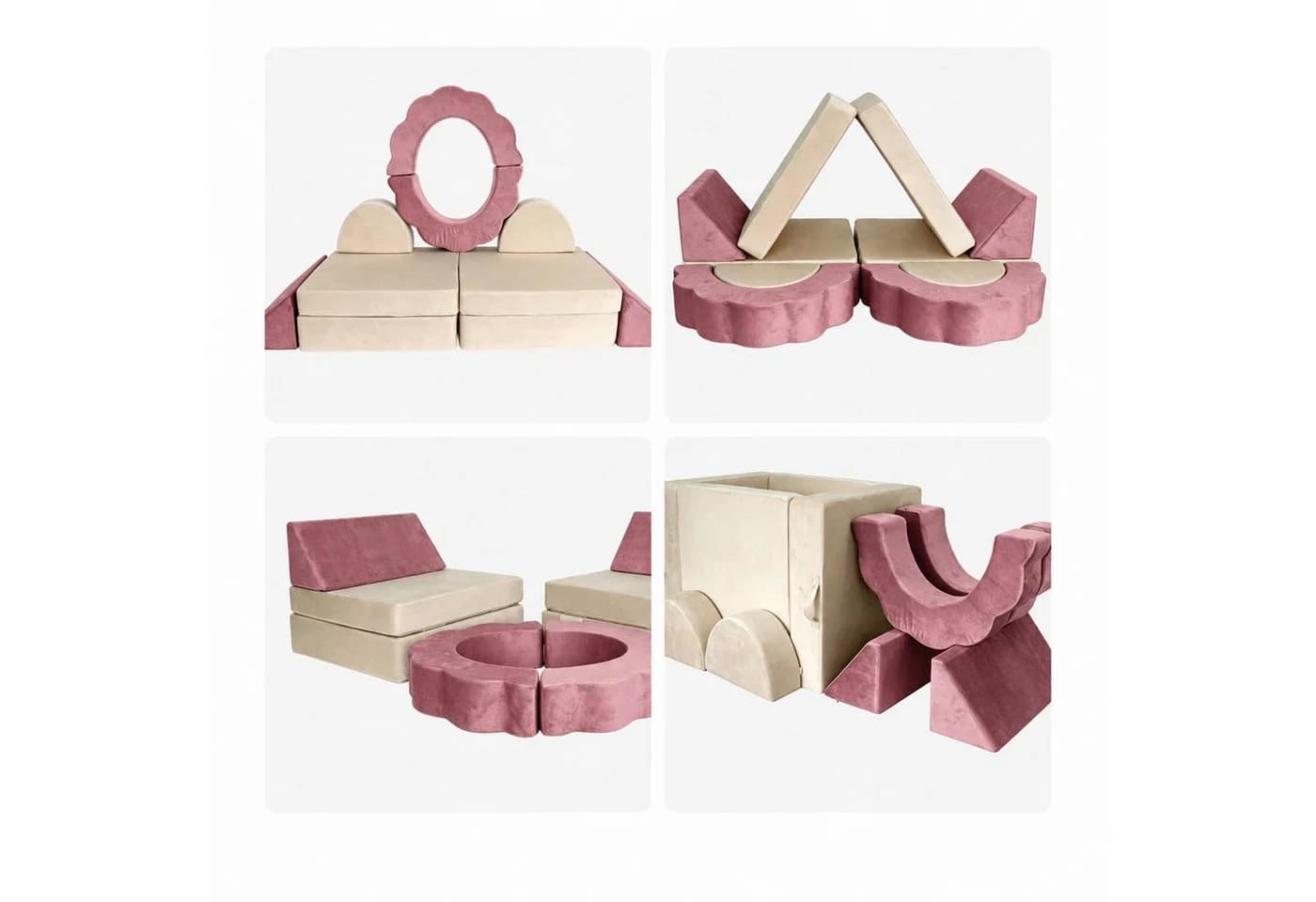 relaxdays Kindersofa 10-tlg. Modular Pink Samt - Bild 5