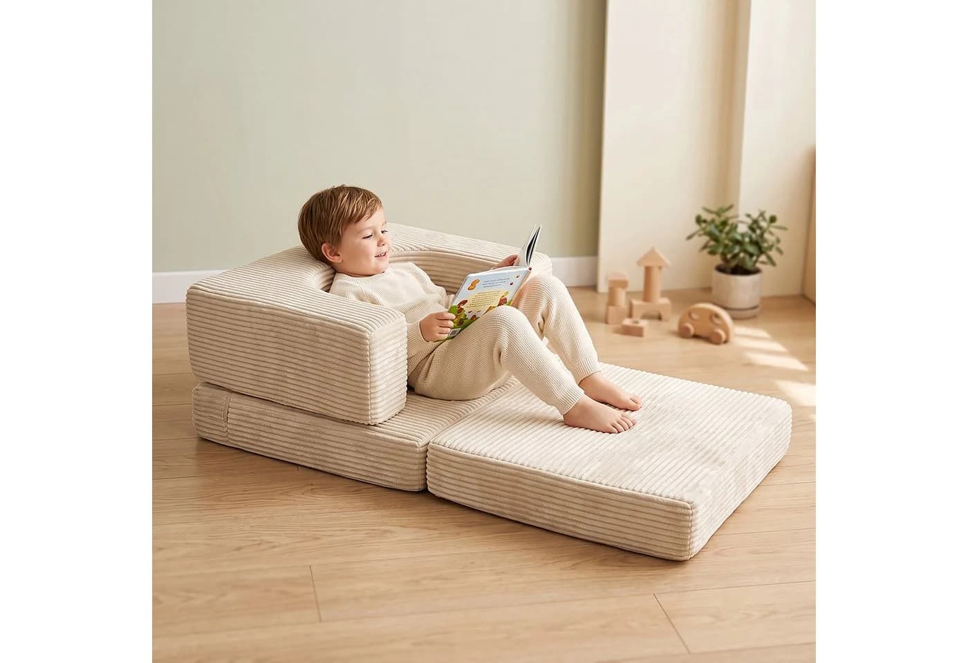 relaxdays Kindersitzgruppe 4-tlg. modular Beige