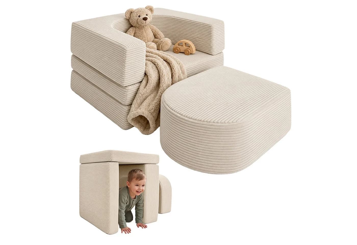 relaxdays Kindersitzgruppe 4-tlg. modular Beige - Bild 2