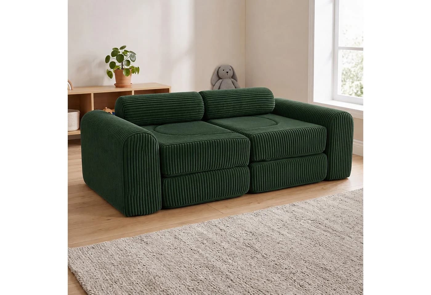 relaxdays Kindersofa 10-tlg. Kinder Spielsofa modular grün