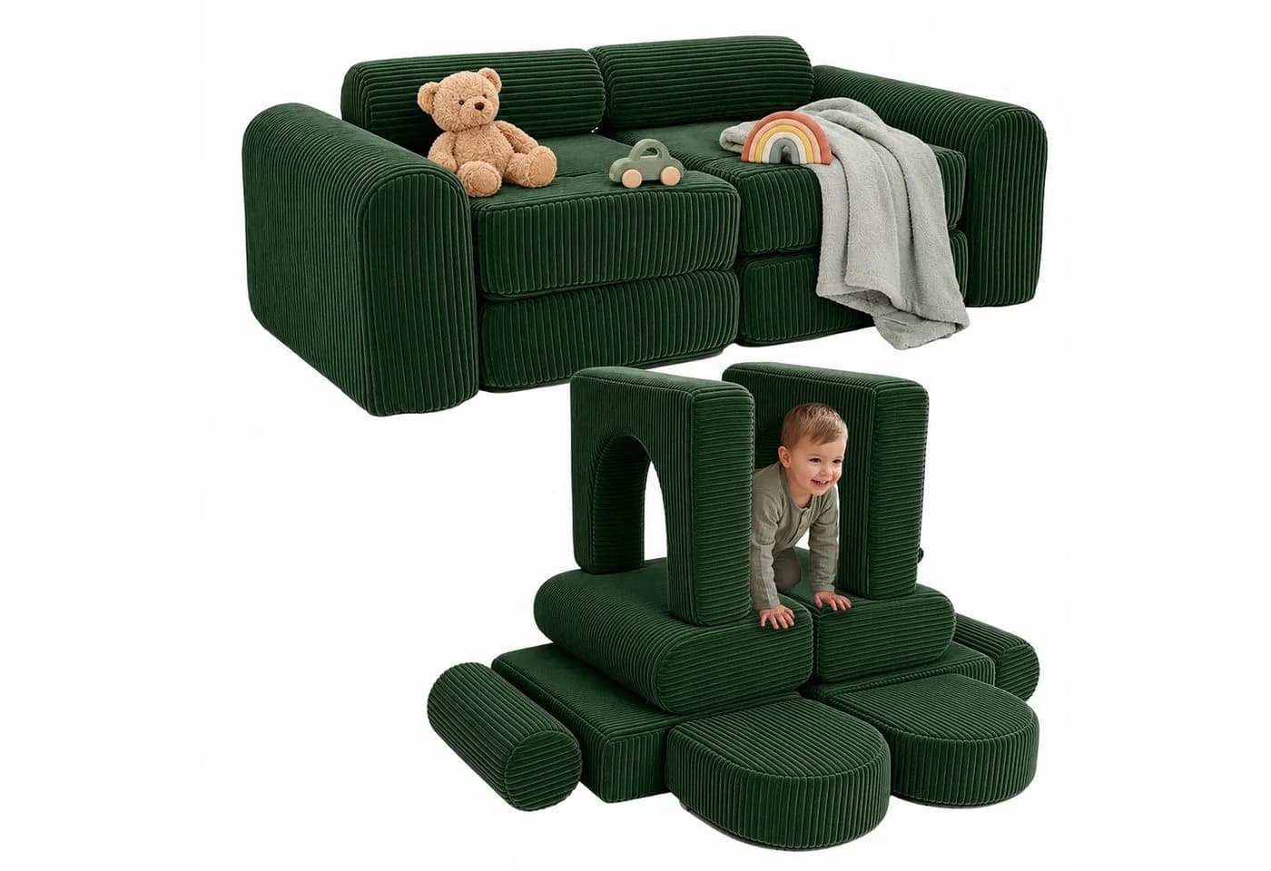 relaxdays Kindersofa 10-tlg. Kinder Spielsofa modular grün - Bild 2
