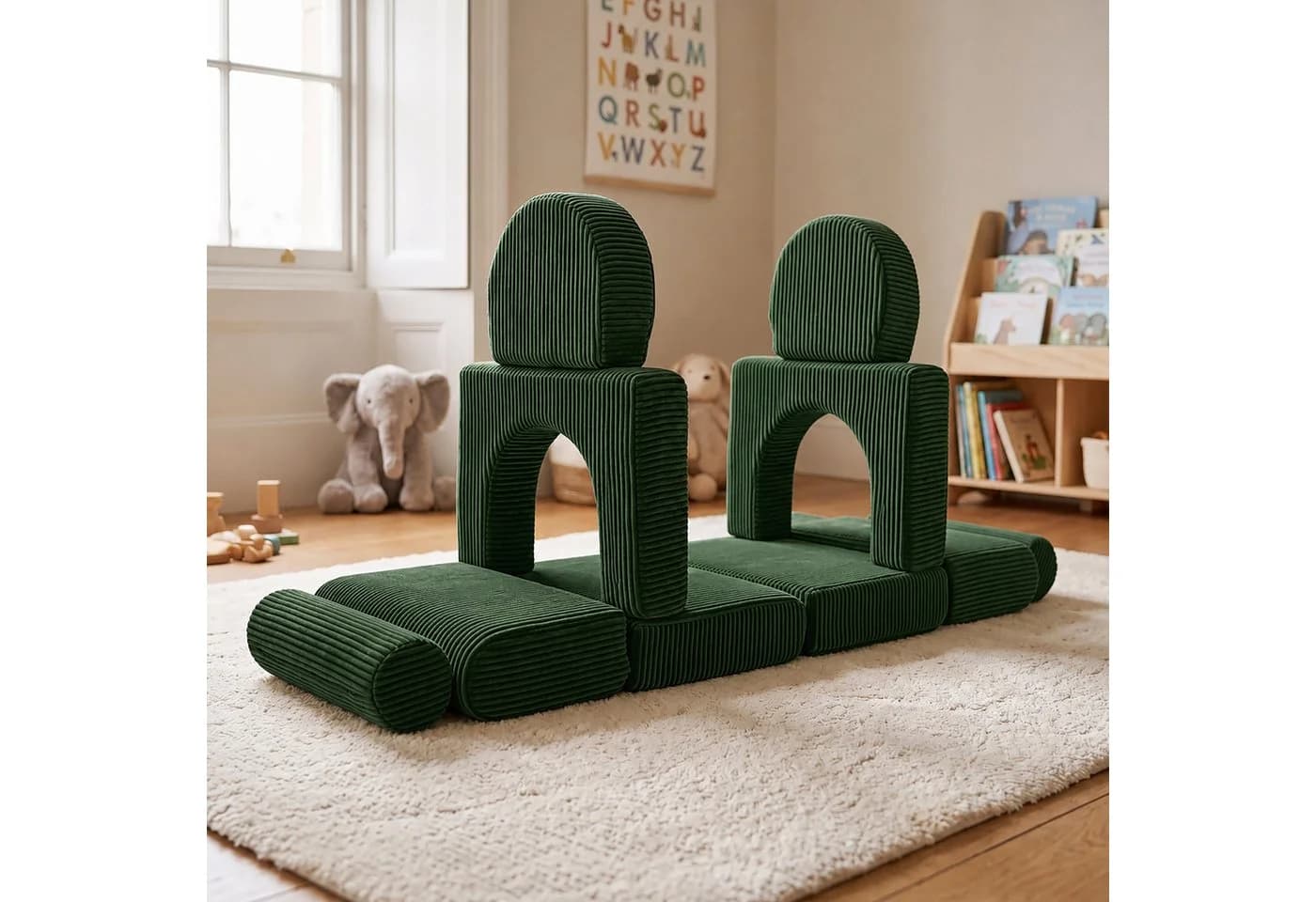 relaxdays Kindersofa 10-tlg. Kinder Spielsofa modular grün - Bild 3