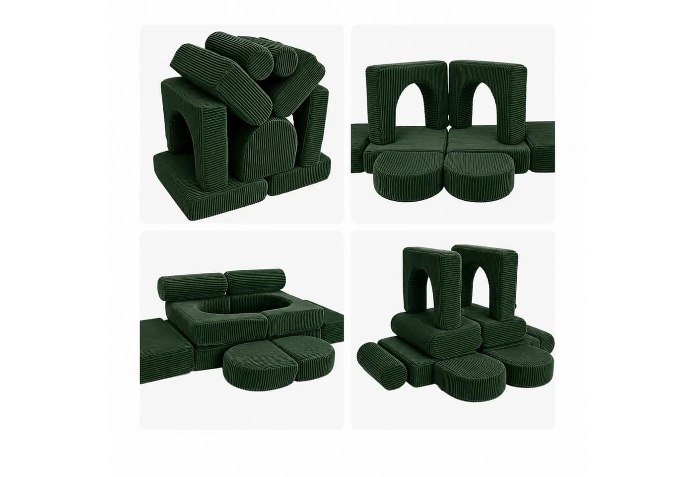 relaxdays Kindersofa 10-tlg. Kinder Spielsofa modular grün - Bild 5