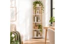 relaxdays Eckregal 5 Ebenen Natur-Weiß Bambus MDF Bild 3