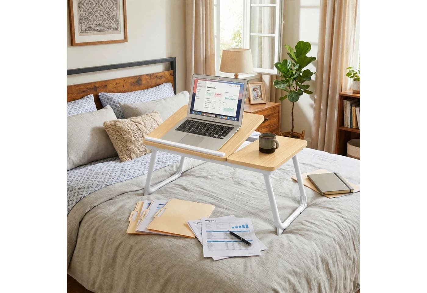relaxdays Laptoptisch Höhenverstellbar Weiß