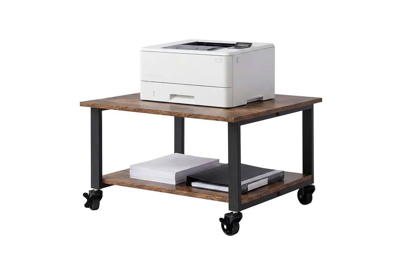 relaxdays Druckertisch mit Rollen Industrial-Schwarz - Bild 2