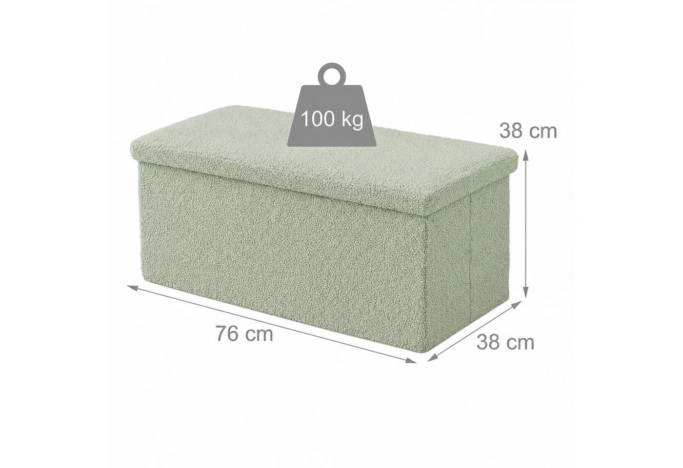 relaxdays Sitzbank aus Teddystoff Salbei mit Stauraum - Bild 4