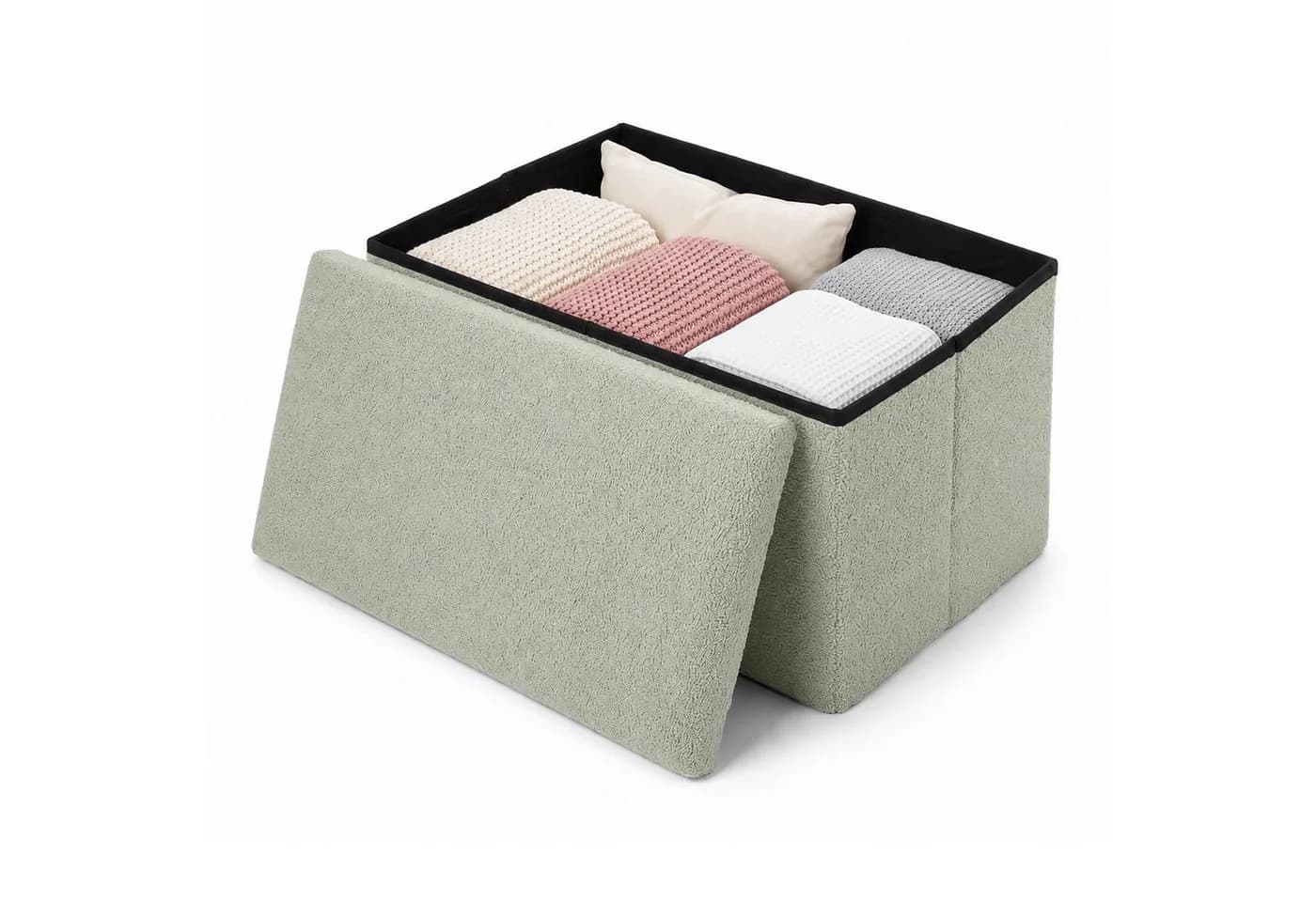 relaxdays Sitzbank aus Teddystoff Salbei mit Stauraum - Bild 5