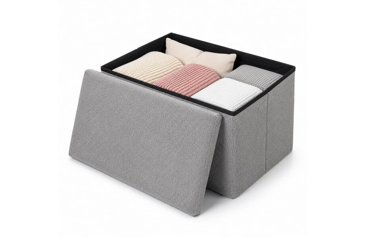 relaxdays Sitzbank aus Teddystoff grau mit Stauraum - Bild 5