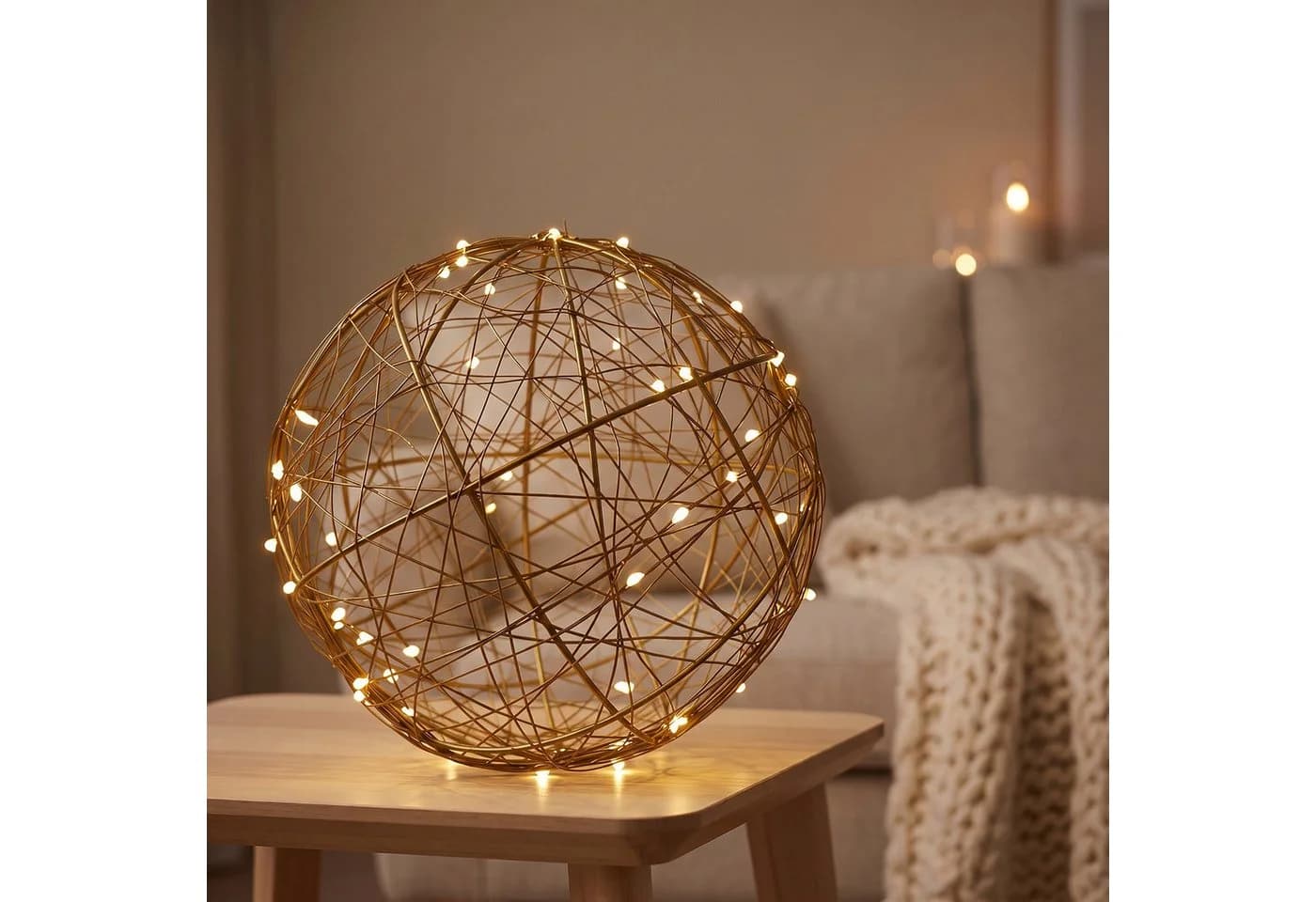 relaxdays LED Kugelleuchte Dekokugel 30 cm Warmweiß Gold