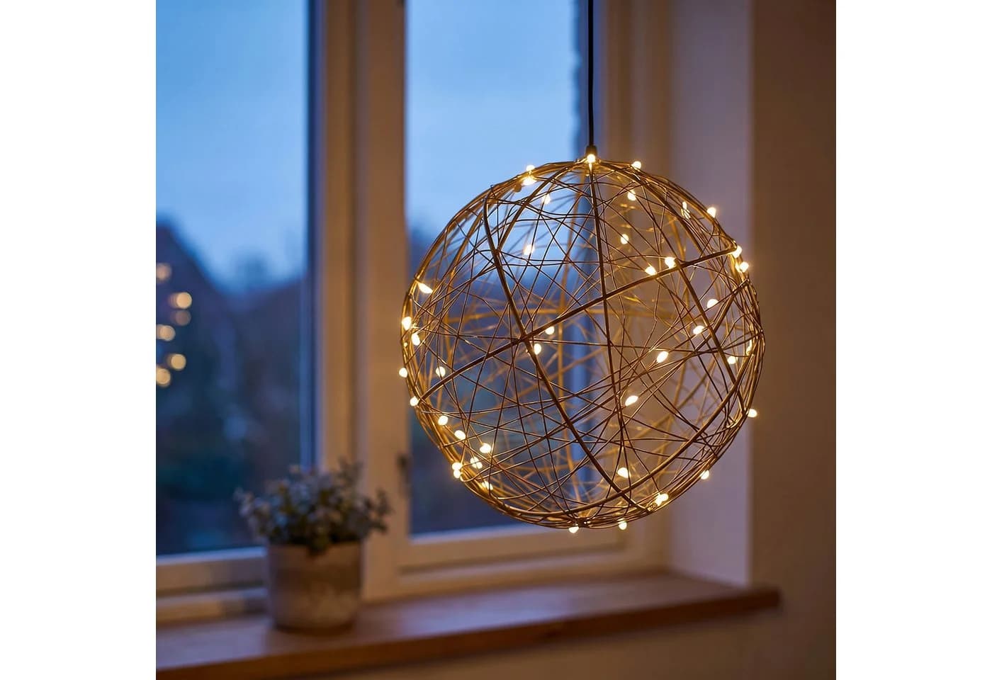 relaxdays LED Kugelleuchte Dekokugel 30 cm Warmweiß Gold - Bild 3