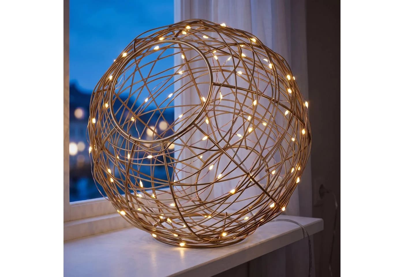relaxdays LED Kugelleuchte Dekokugel 20 cm warmweiß gold - Bild 3