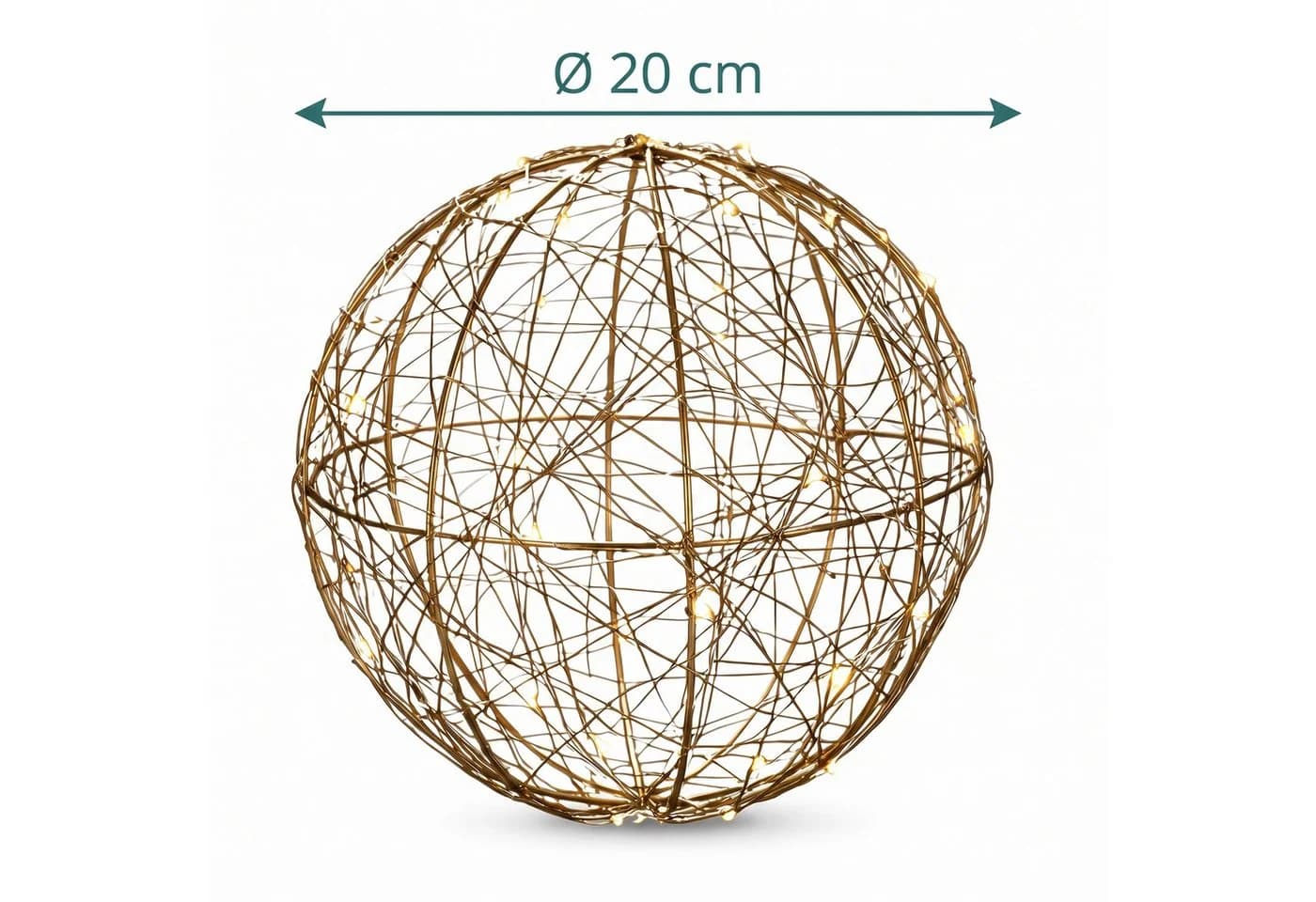relaxdays LED Kugelleuchte Dekokugel 20 cm warmweiß gold - Bild 4