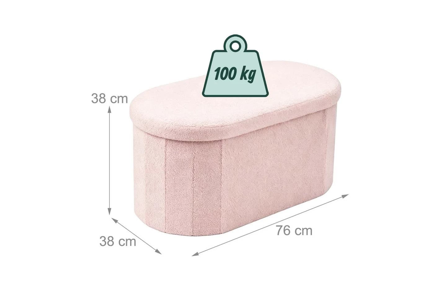 relaxdays Sitztruhe Rosa Teddy Sitzbank mit Stauraum - Bild 4