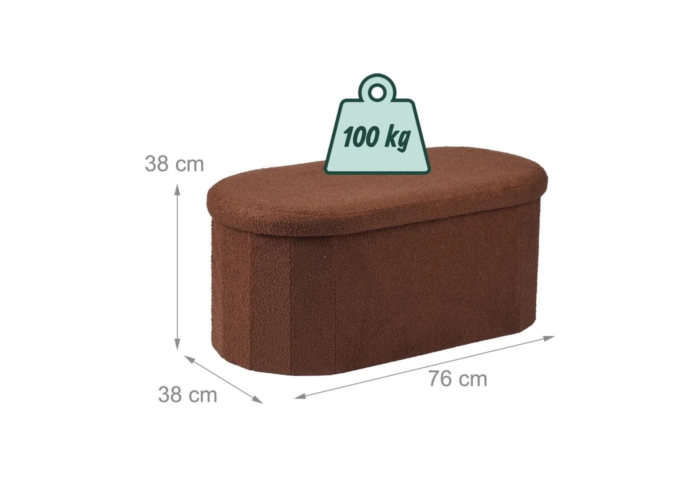 relaxdays Sitztruhe aus Teddystoff, braun, mit Stauraum - Bild 4