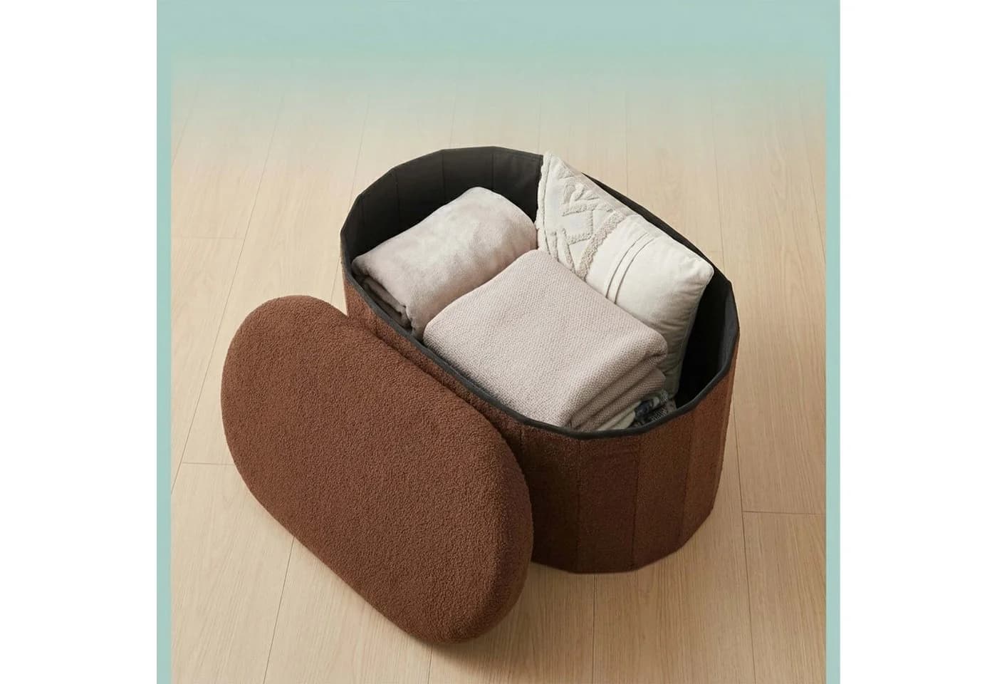 relaxdays Sitztruhe aus Teddystoff, braun, mit Stauraum - Bild 5