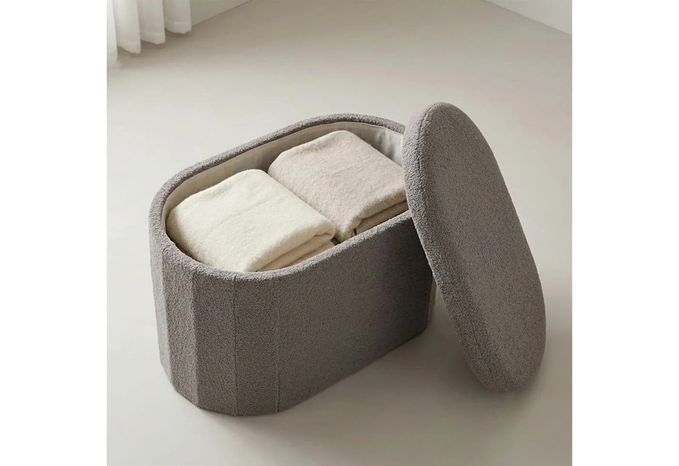 relaxdays Sitztruhe aus Teddystoff, Dunkelgrau - Bild 5