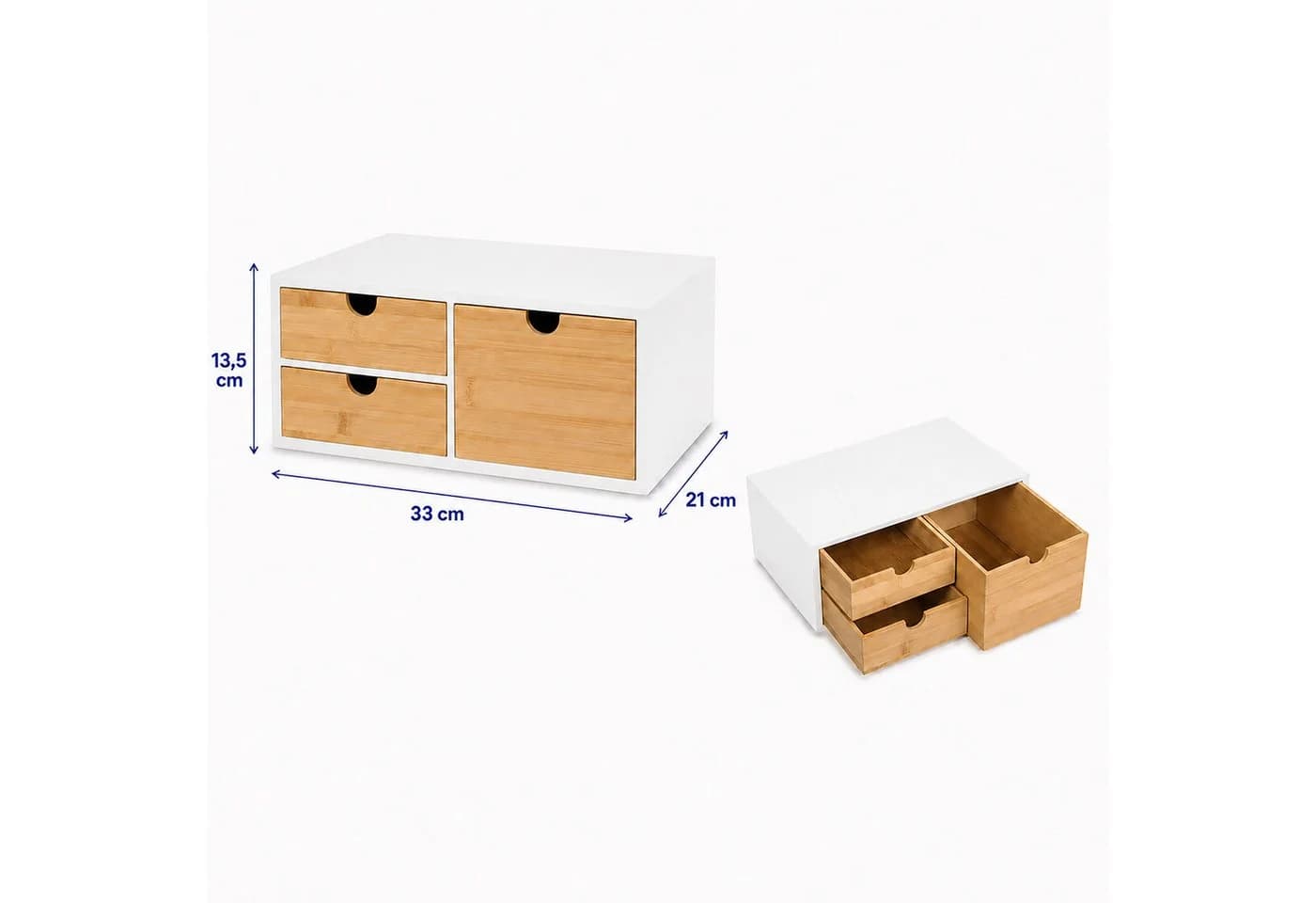 relaxdays Schubladenbox 3 Schubladen Bambus Weiß - Bild 4
