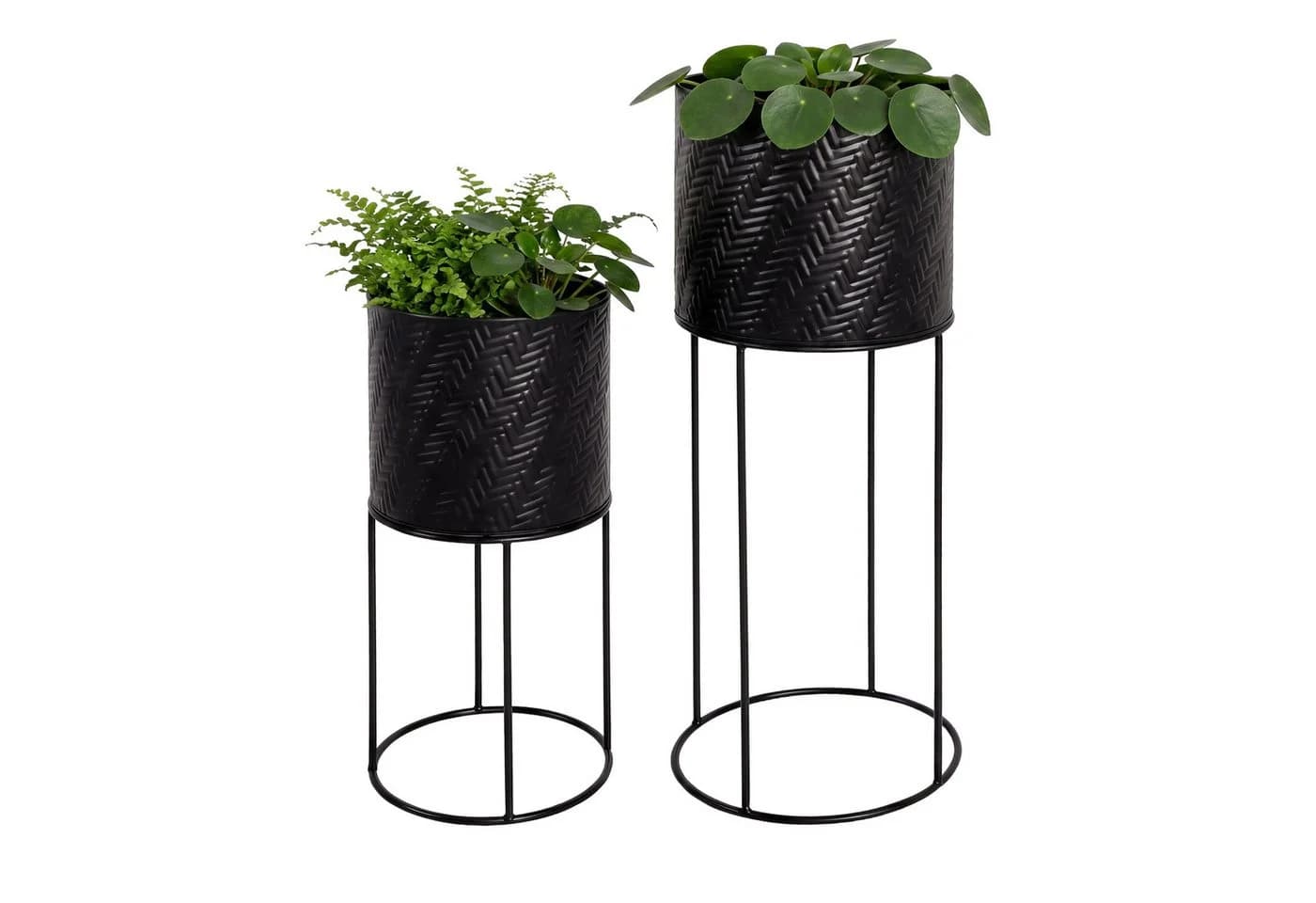 relaxdays Blumenständer 2er Set Metall Schwarz - Bild 2