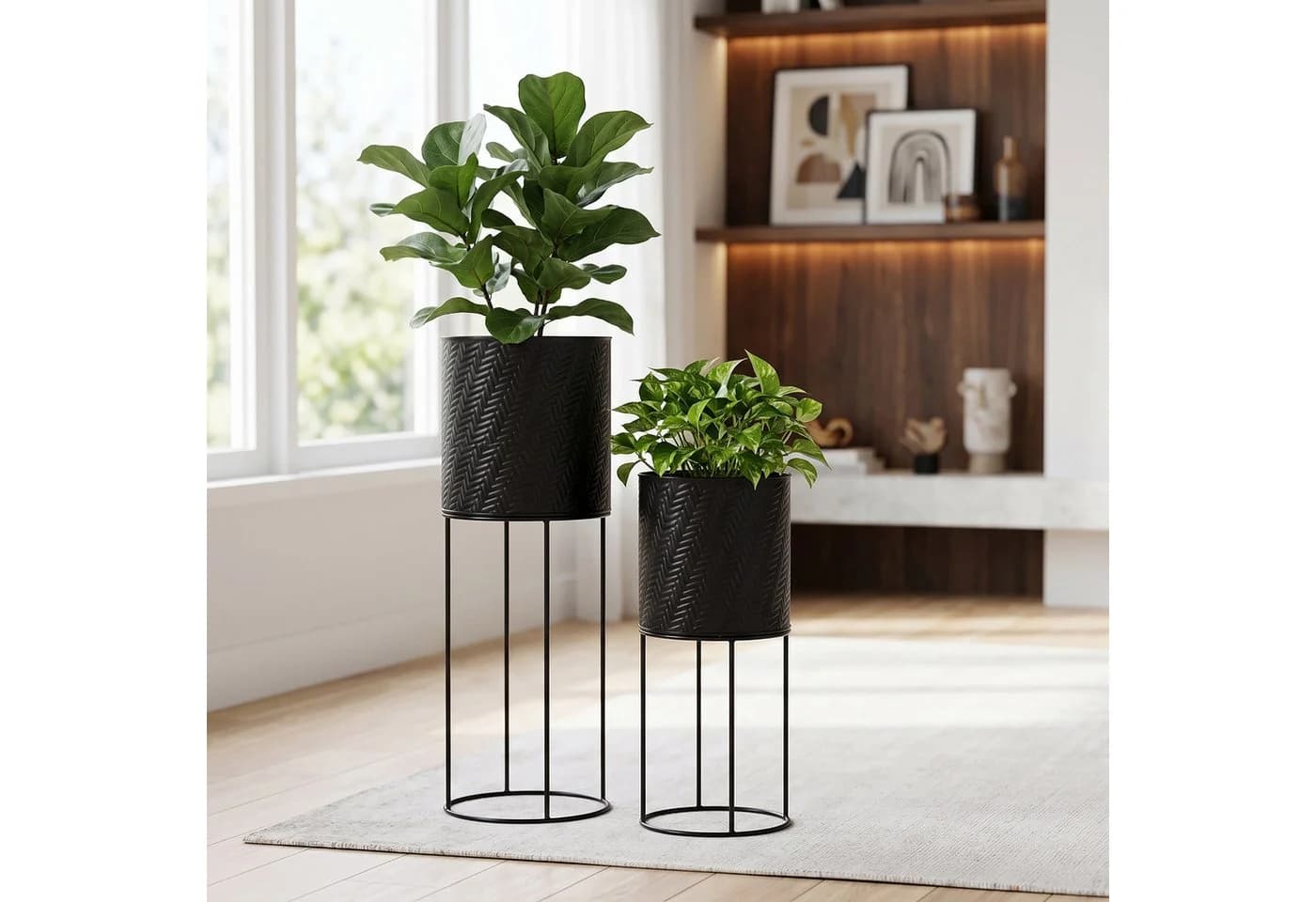 relaxdays Blumenständer 2er Set Metall Schwarz - Bild 3