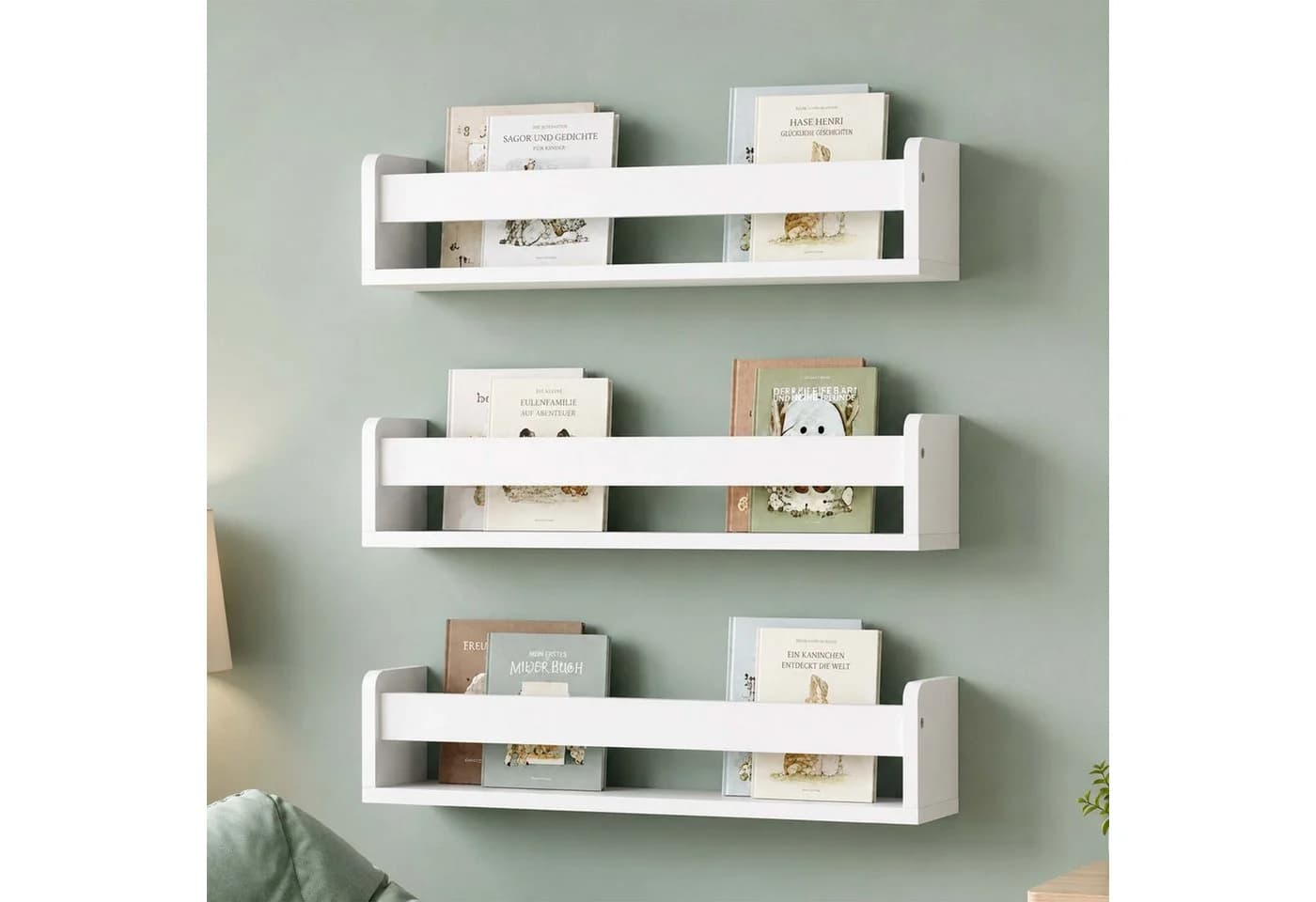 relaxdays Kinderregal Wand 3er Set Weiß MDF - Bild 2