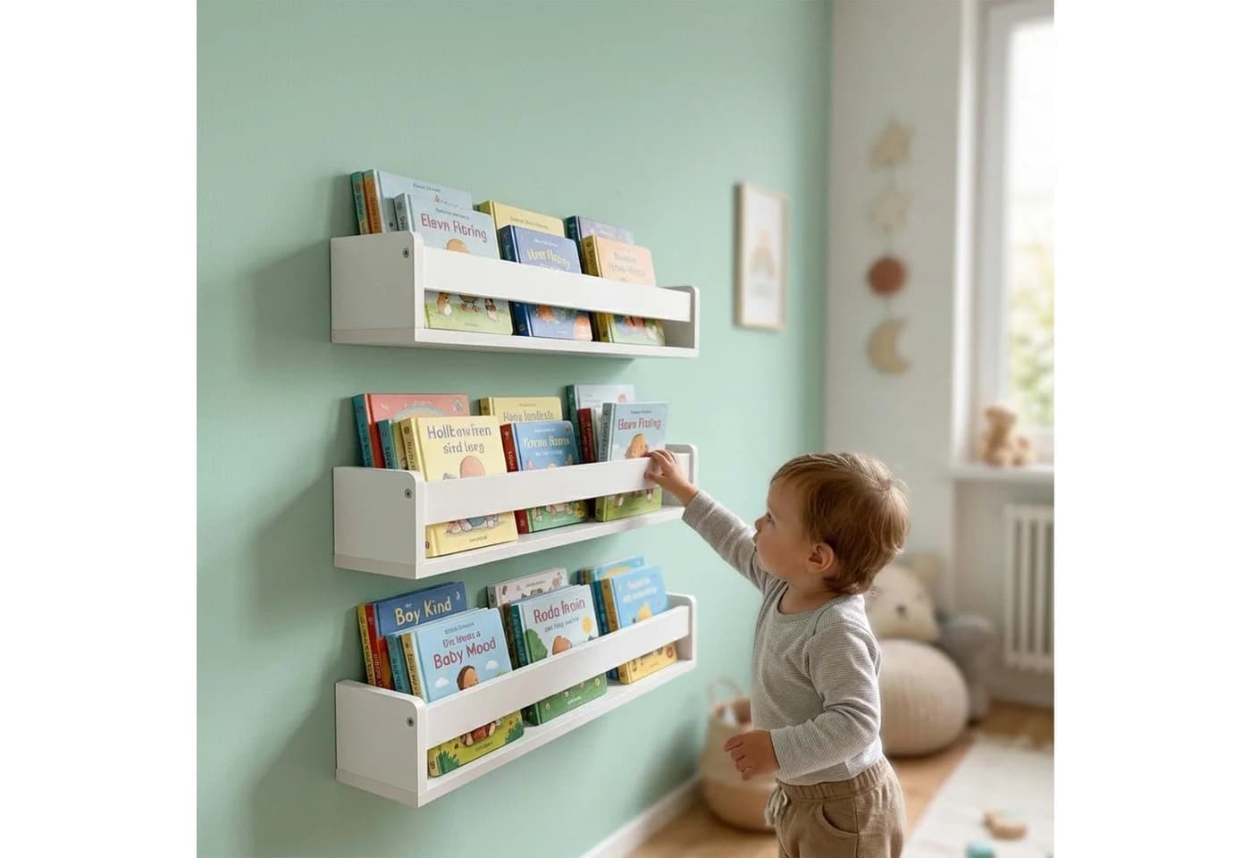 relaxdays Kinderregal Wand 3er Set Natur MDF - Bild 5