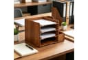 relaxdays Briefablage 4 Fächer dunkelbraun MDF Bild 1