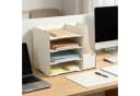 relaxdays Briefablage 4 Fächer dunkelbraun MDF Bild 5