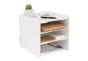 relaxdays Briefablage 4 Fächer Weiß Holzoptik Bild 2