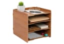 relaxdays Briefablage 4 Fächer dunkelbraun MDF Bild 2