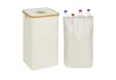 relaxdays Flaschensammler 100 L Beige Polyester Bambus Bild 2