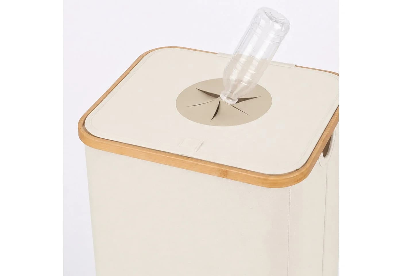relaxdays Flaschensammler 100 L Beige Polyester Bambus - Bild 5