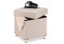 relaxdays Sitzhocker mit Stauraum Beige Leinenoptik Bild 2