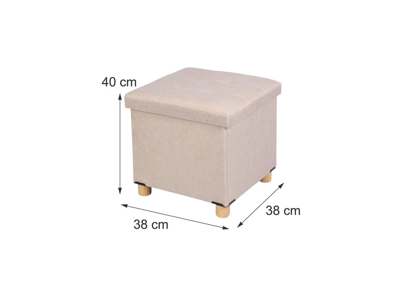 relaxdays Sitzhocker mit Stauraum Beige Leinenoptik - Bild 4