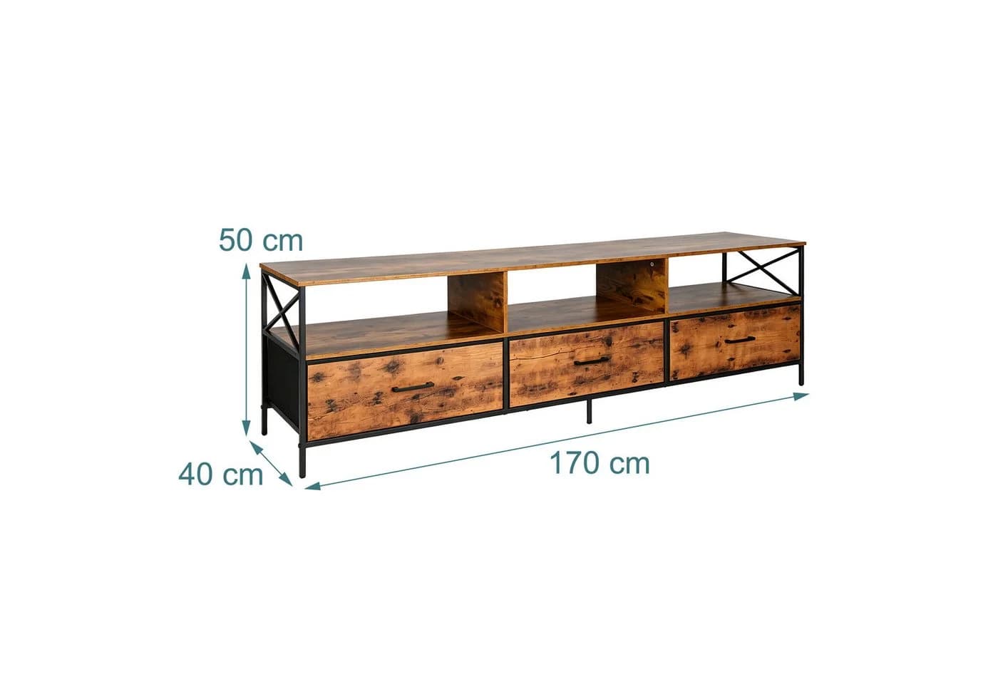 relaxdays TV Lowboard Industrial Schwarz mit Stauraum - Bild 4