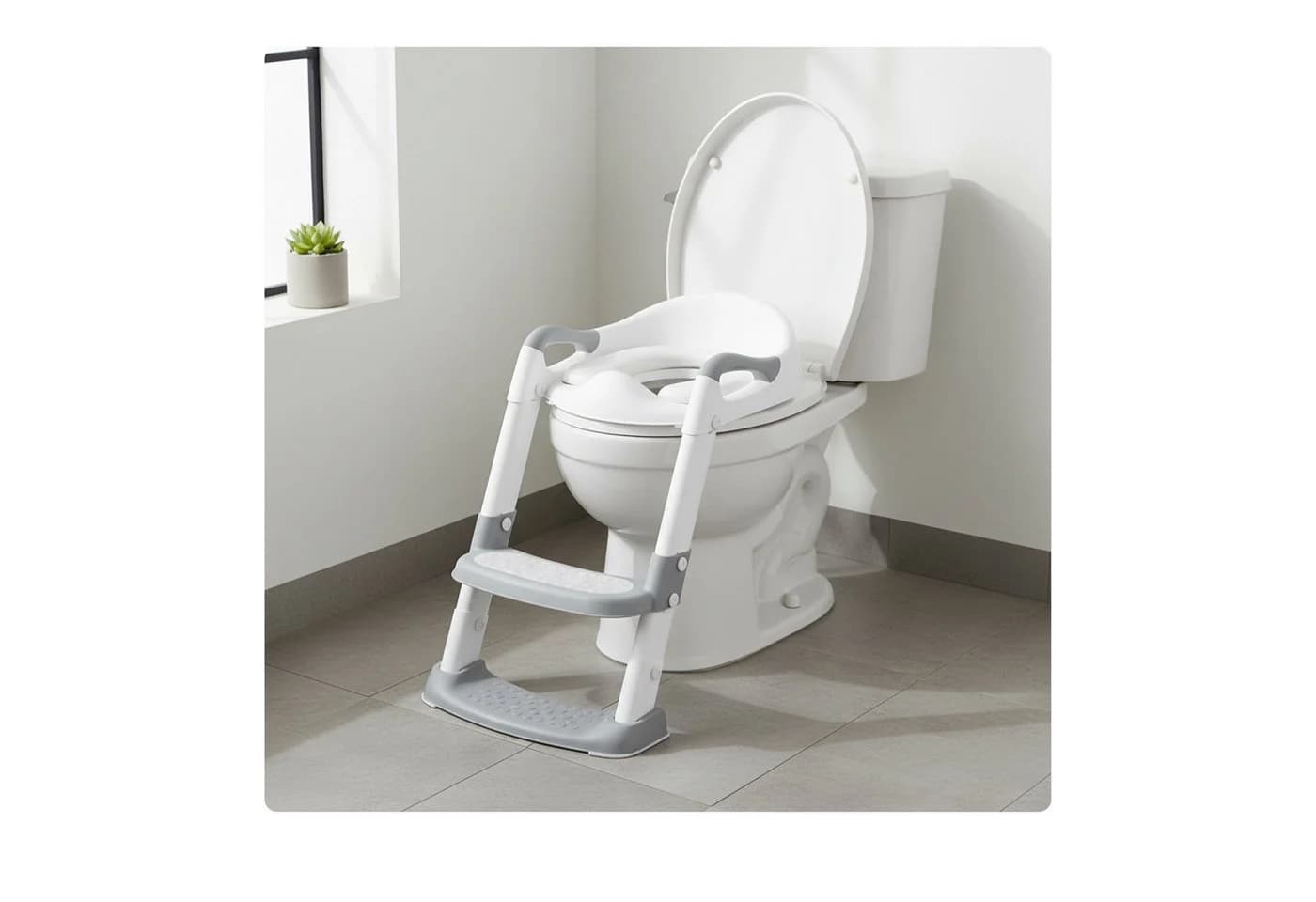 relaxdays Kinder-WC-Sitz mit Leiter Grau-Weiß höhenverstellbar - Bild 5