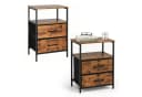 relaxdays Nachttisch 2er-Pack Industrial Schwarz mit Schubladen Bild 2