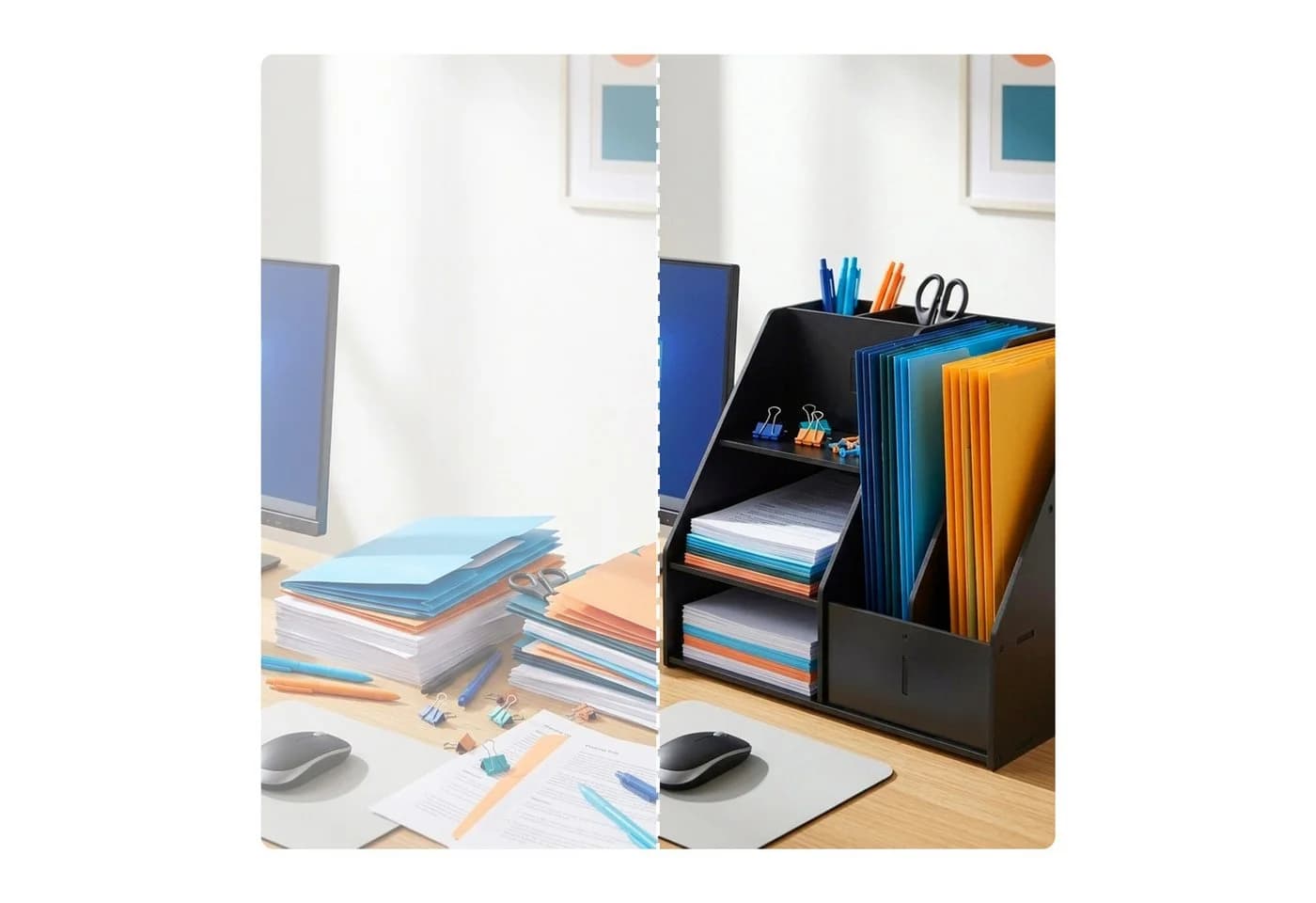 relaxdays Briefablage Schreibtisch Organizer DIN A4 Schwarz - Bild 5