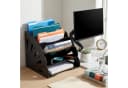 relaxdays Briefablage 5 Fächer Schwarz MDF Bild 1