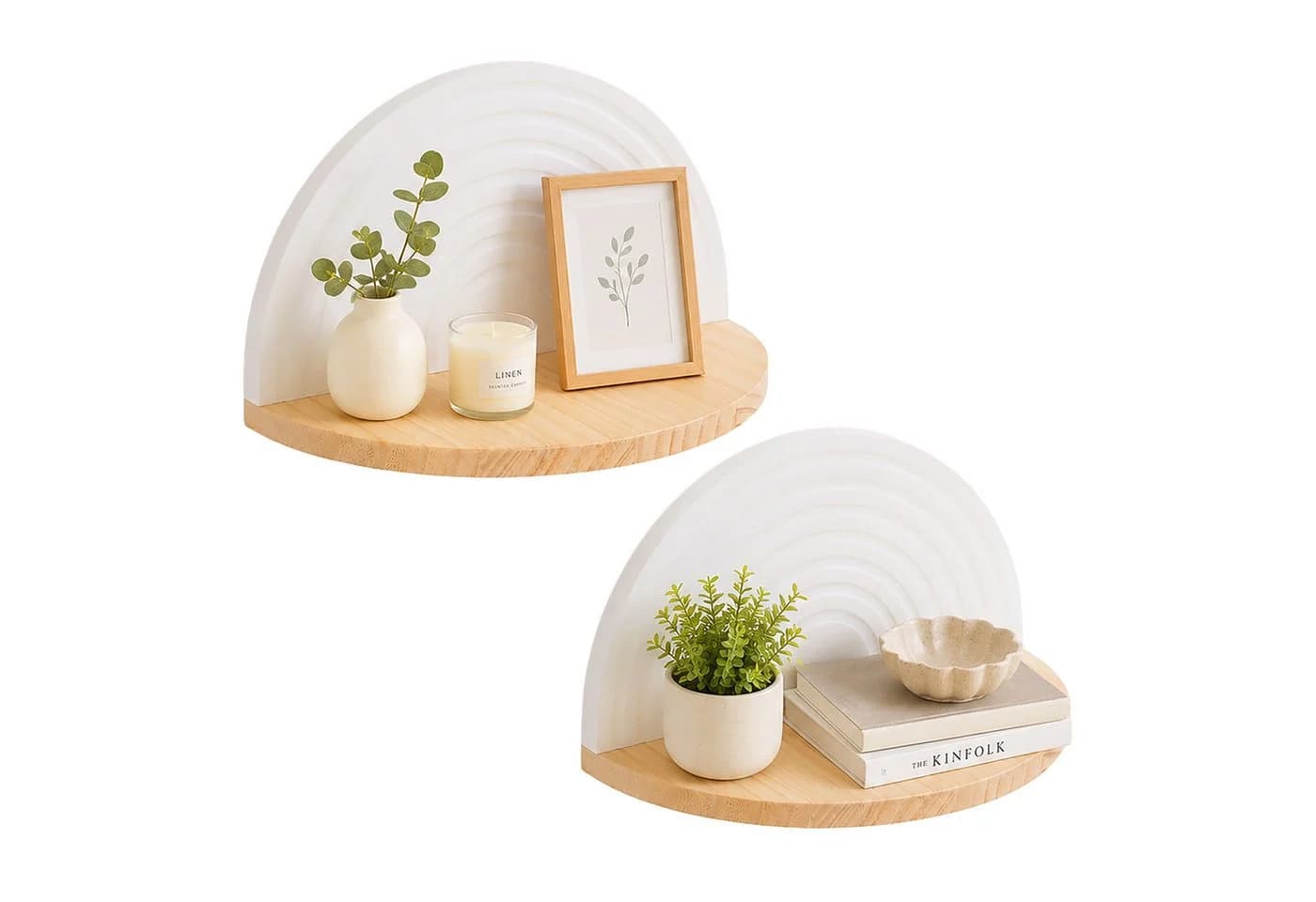 relaxdays Wandregal Boho 2er Set Weiß/Natur - Bild 2