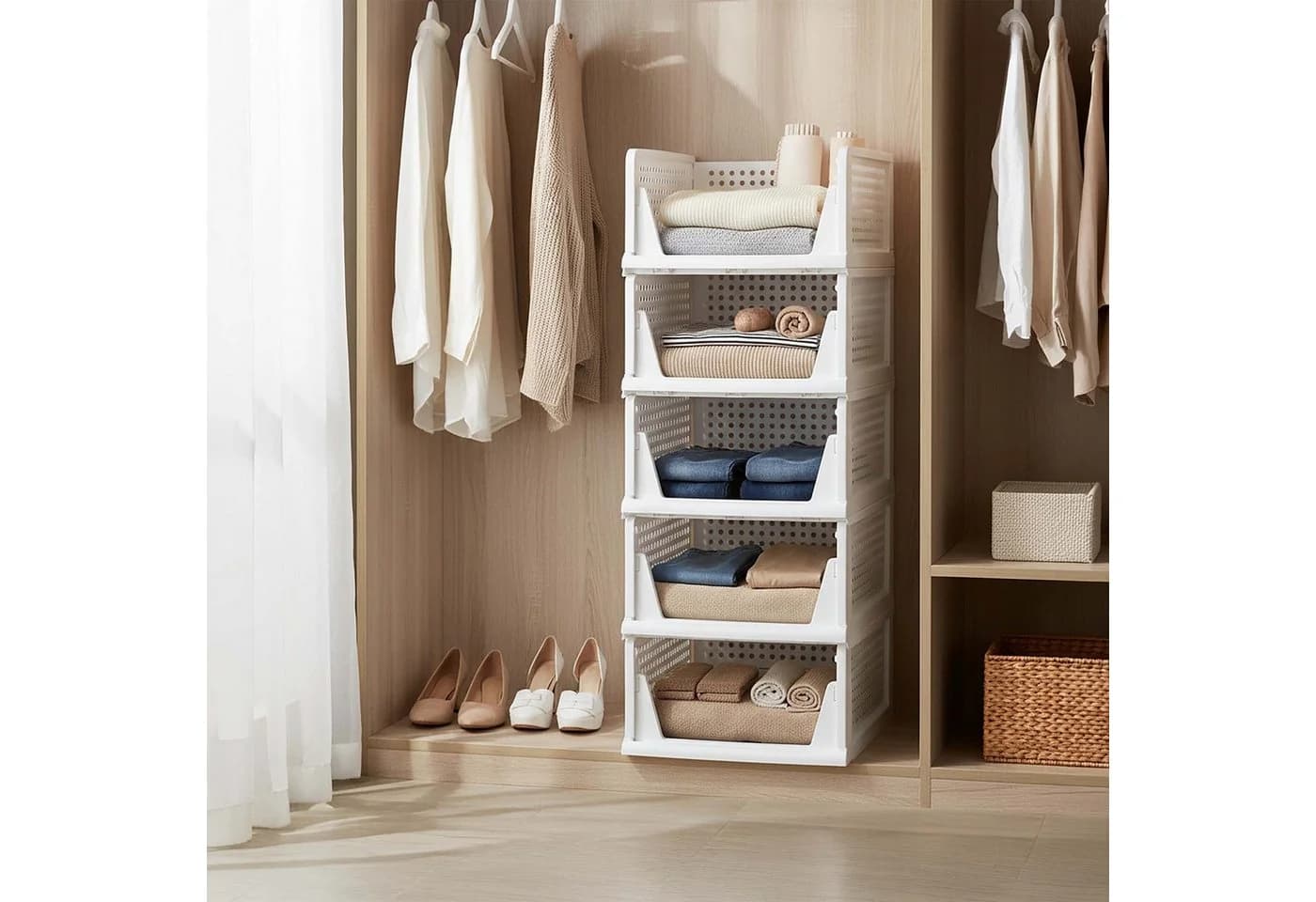 relaxdays Faltbox Kleiderschrank Organizer 5er Set Weiß - Bild 3