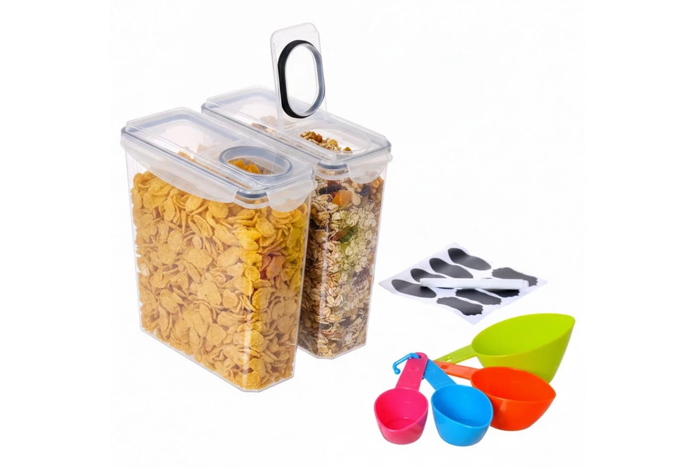 relaxdays Vorratsdose Set 3,7L Luftdicht Transparent/Schwarz - Bild 2