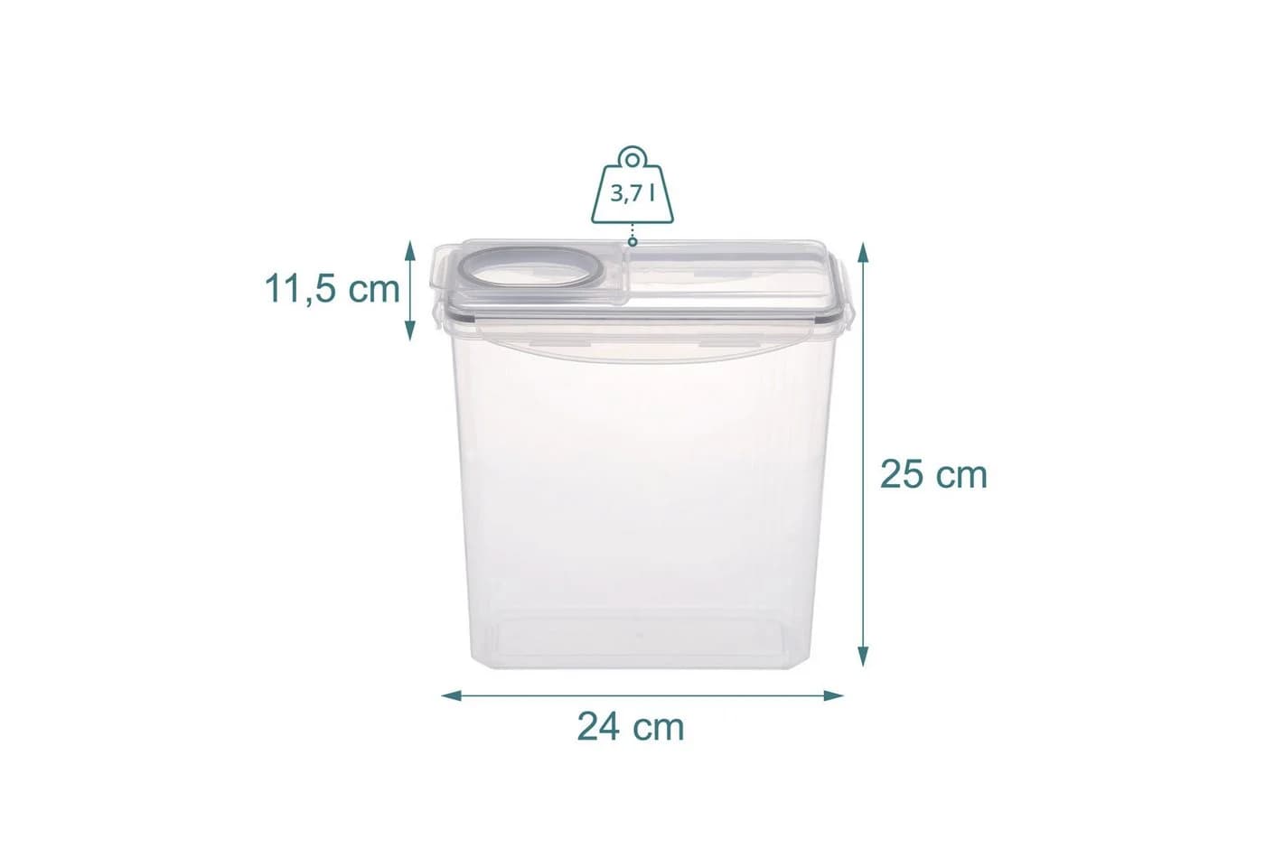 relaxdays Vorratsdose Set 3,7L Luftdicht Transparent/Schwarz - Bild 4
