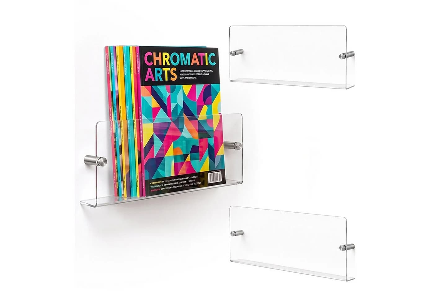 relaxdays Zeitungsständer Wand 3er Set Transparent Silber - Bild 2