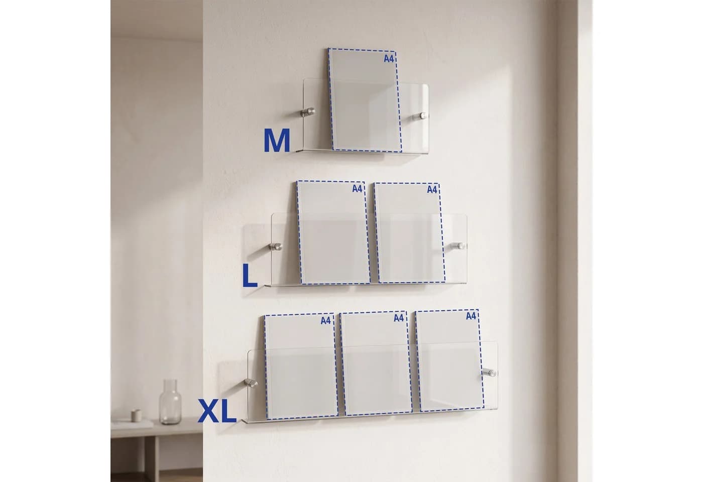 relaxdays Zeitungsständer Wand 3er Set Transparent Silber - Bild 5