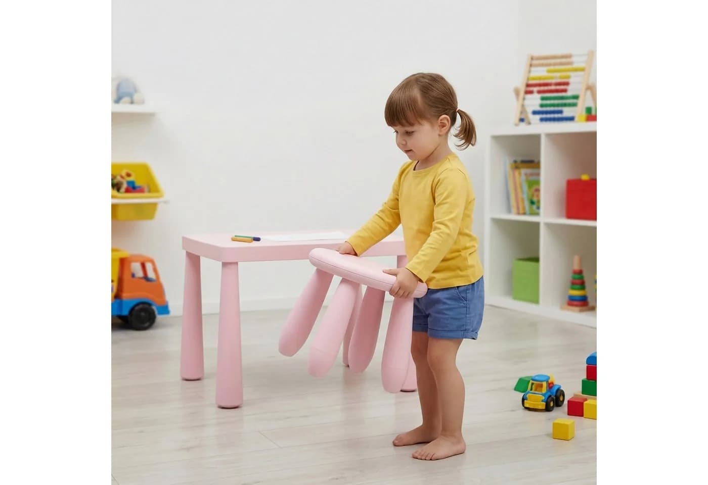 relaxdays Kinderhocker Sitzhocker für Kleinkinder, Rosa - Bild 5