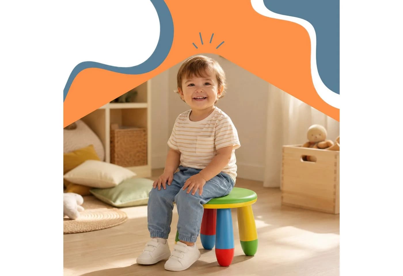 relaxdays Kinderhocker Pflegeleicht Bunt Kunststoff