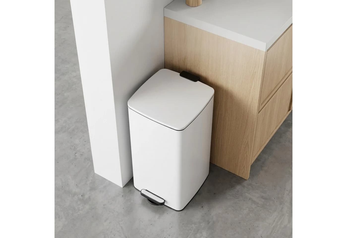 relaxdays Mülleimer 30 Liter weiß mit Trittpedal und Softclose - Bild 3