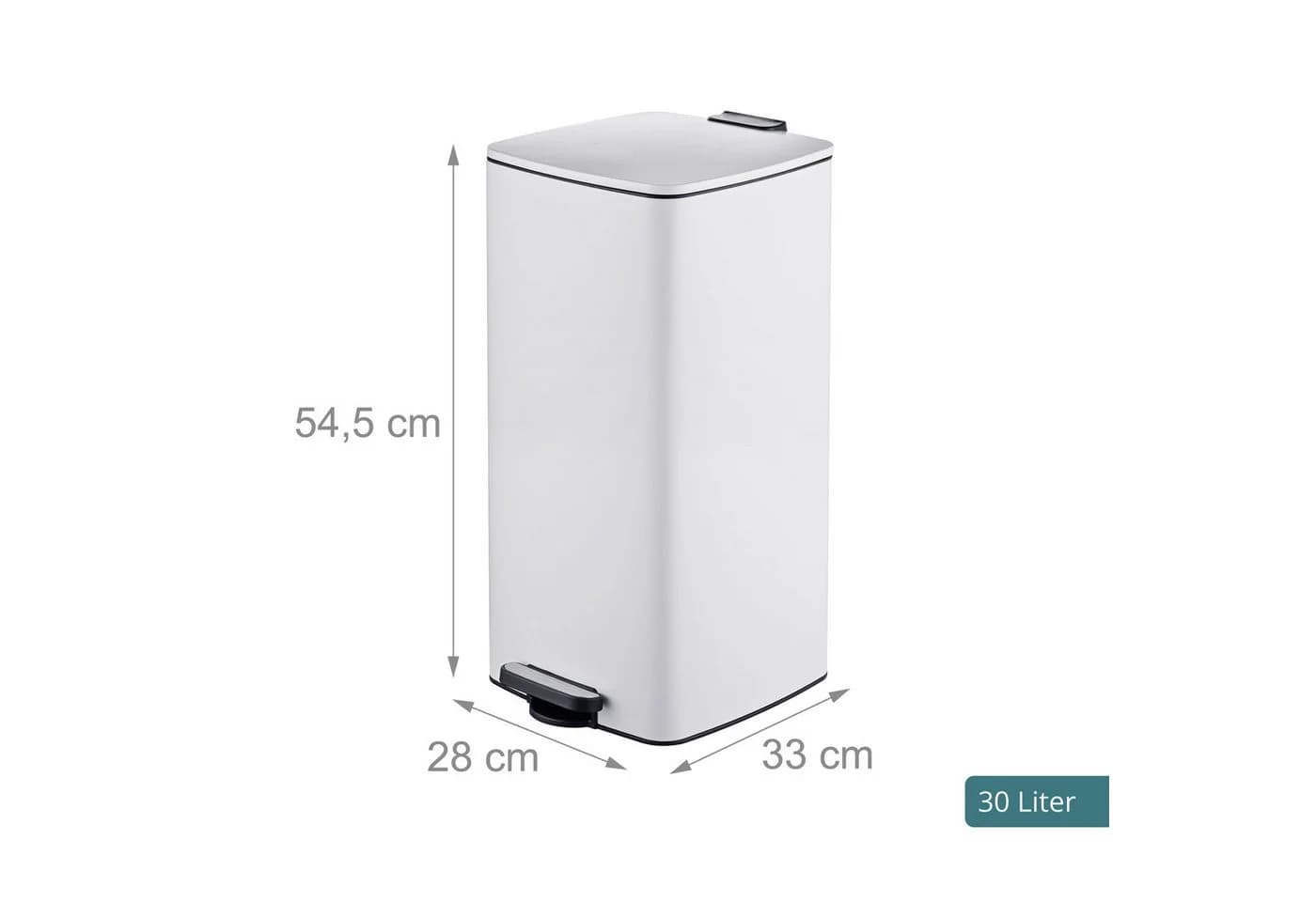 relaxdays Mülleimer 30 Liter weiß mit Trittpedal und Softclose - Bild 4